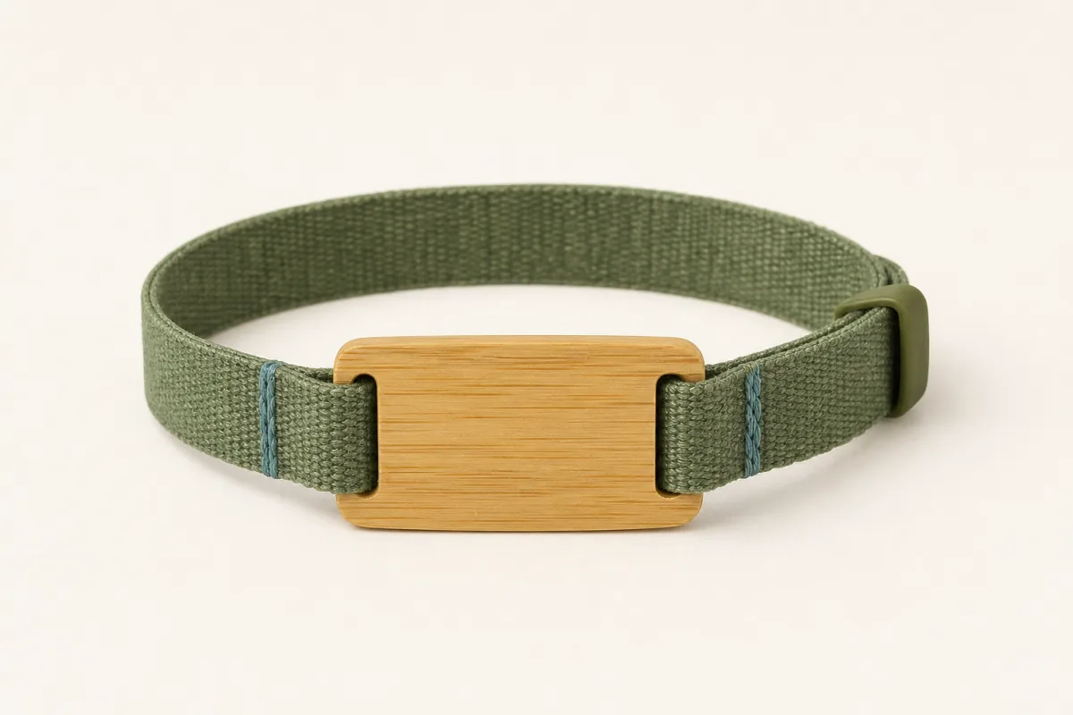 Recycled PET and bamboo RFID wristband