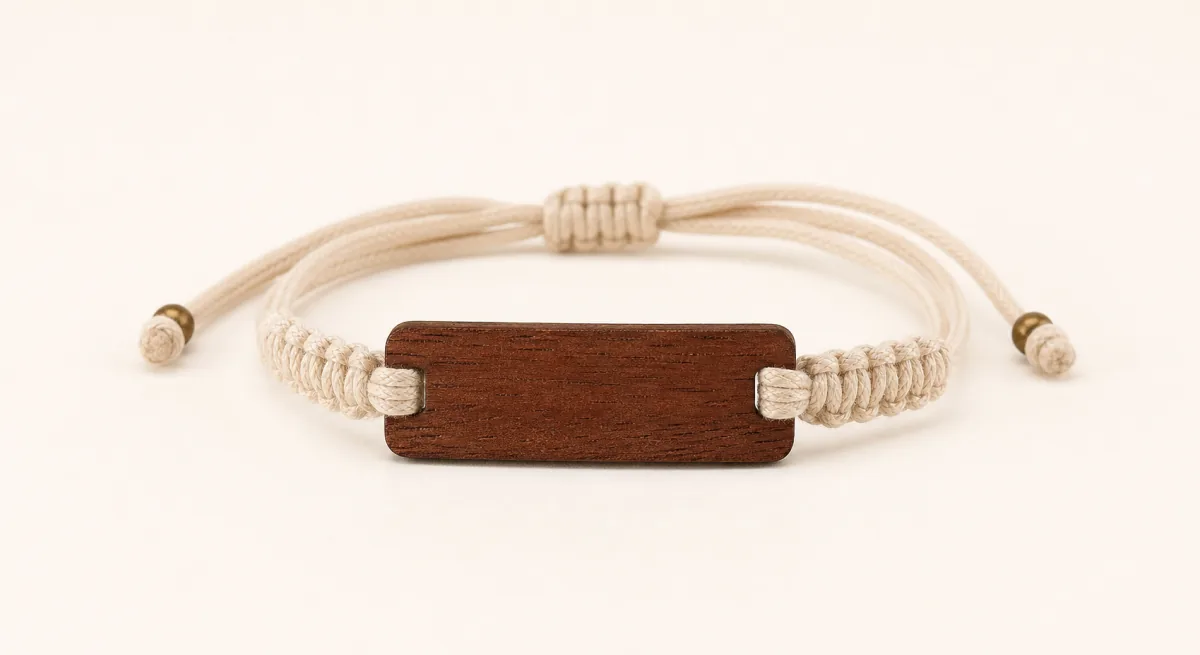 Sapele wood and organic cotton RFID wristband
