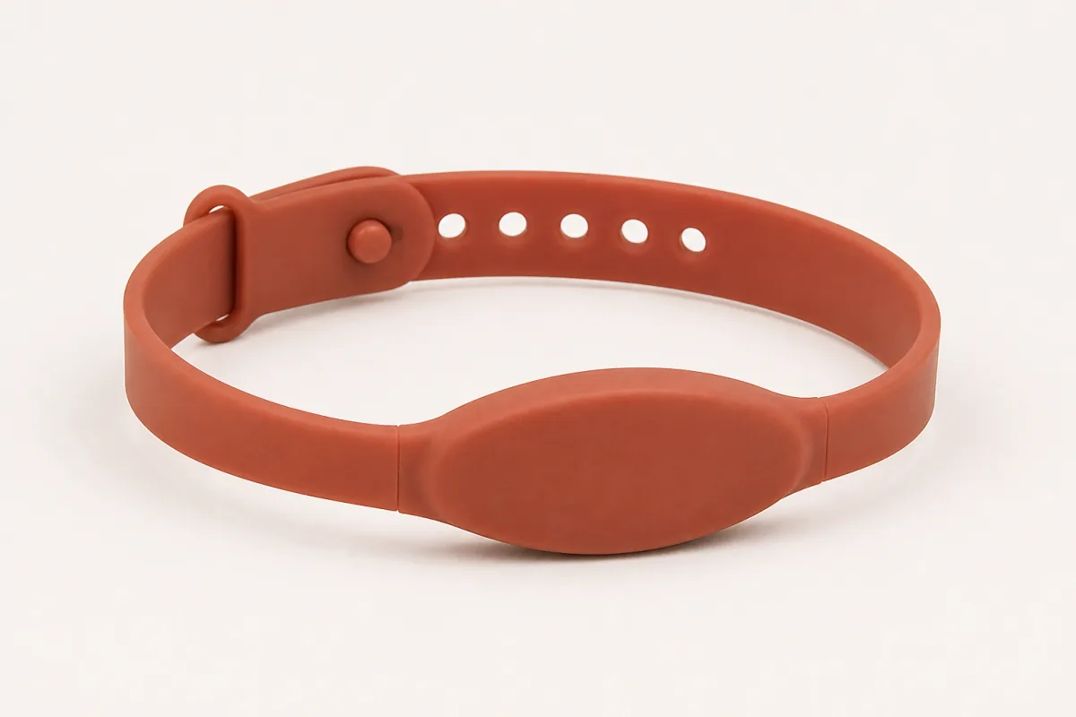 Thin strap oblate silicone RFID wristband