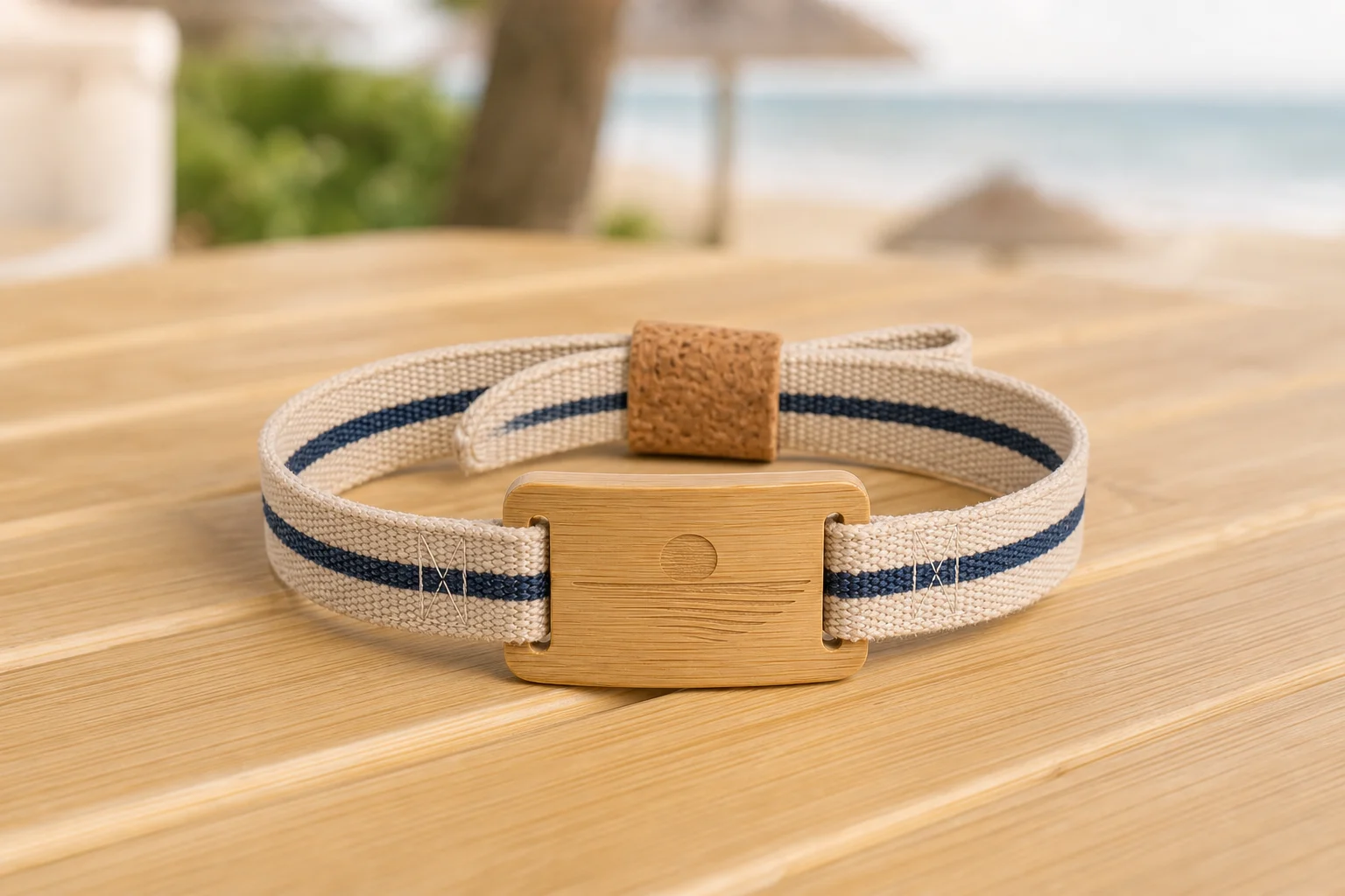 Bamboo SmartCard RFID wristband — Natural Coastal colorway