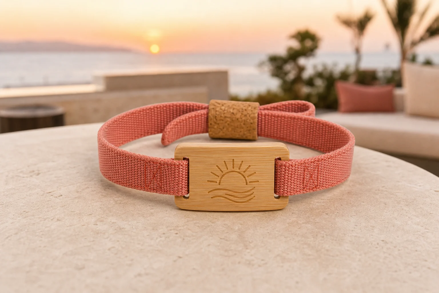 Bamboo SmartCard RFID wristband — Coral Sunrise colorway