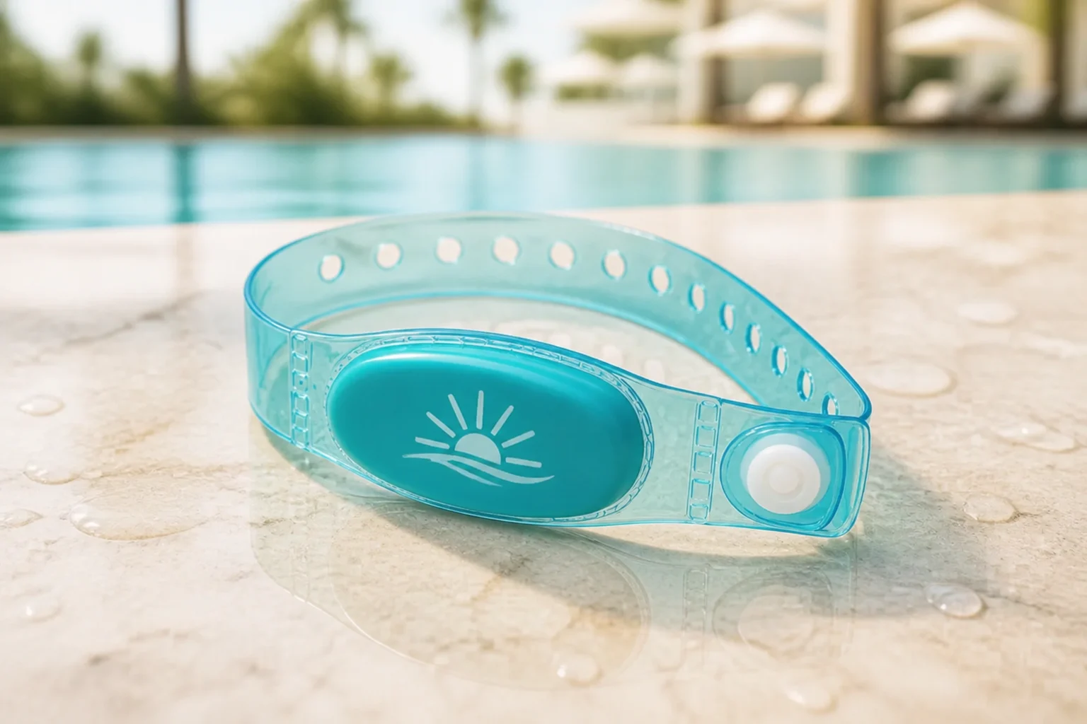 Encapsulated Vinyl RFID wristband — Clear Lagoon colorway
