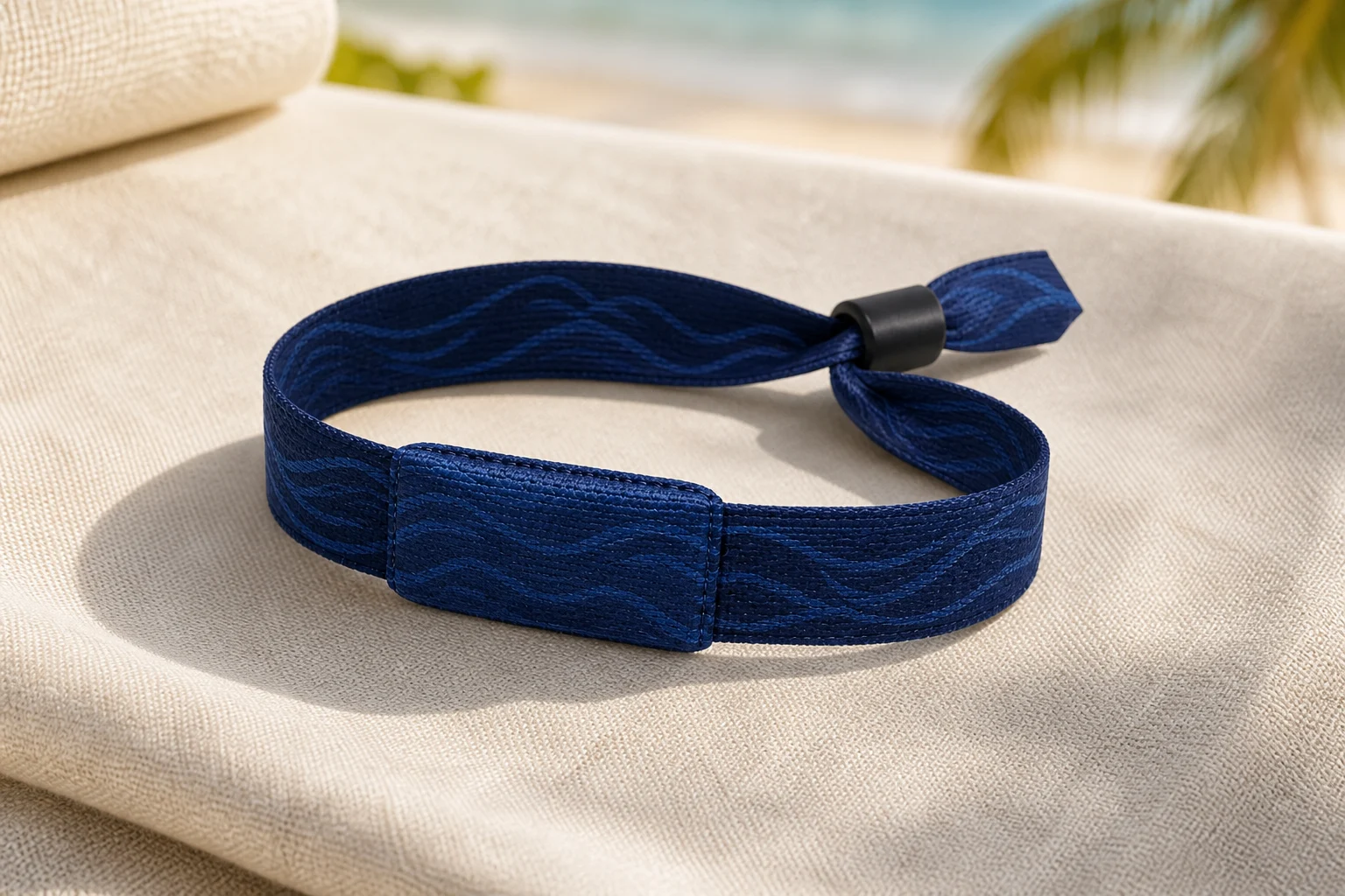 Hidden-Chip Fabric RFID wristband — Navy Tonal colorway