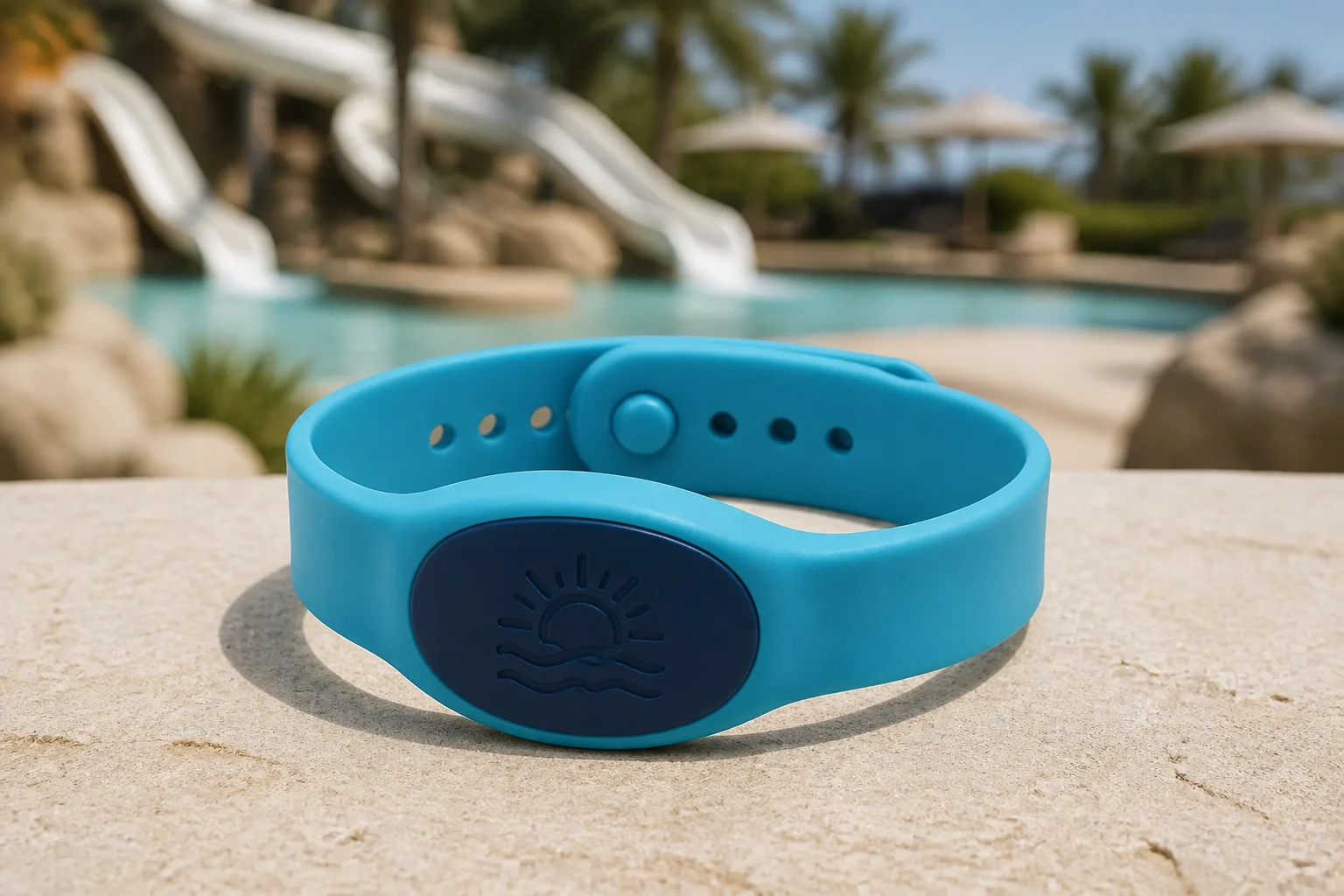 Oblate Thick Strap RFID wristband — Aqua Operations colorway