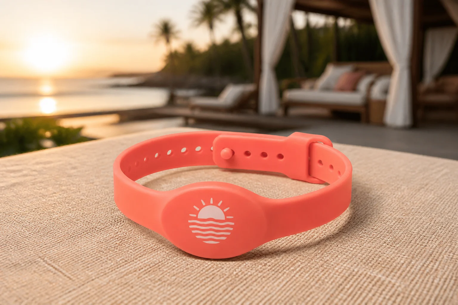 Oval Face RFID wristband — Sunset Coral colorway
