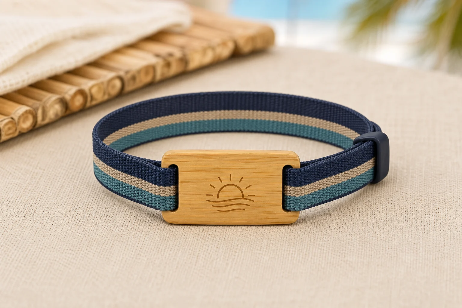 Recycled PET + Bamboo RFID wristband — Coastal Stripe colorway