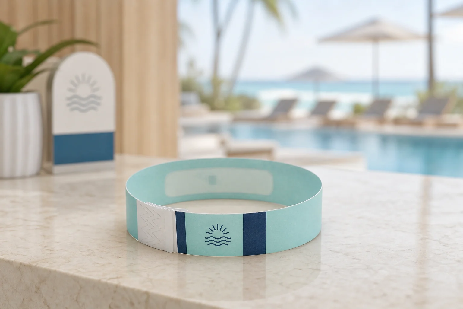 RFID DayPass Paper RFID wristband — Aqua Pool Zone colorway