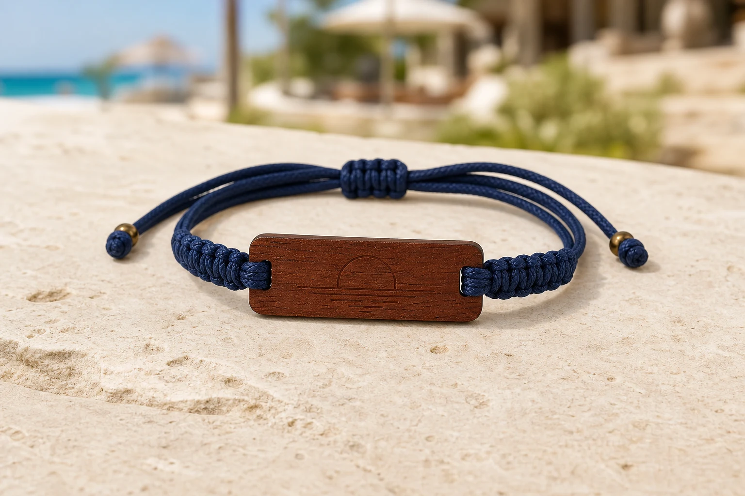 Sapele & Organic Cotton RFID wristband — Caribbean Navy colorway