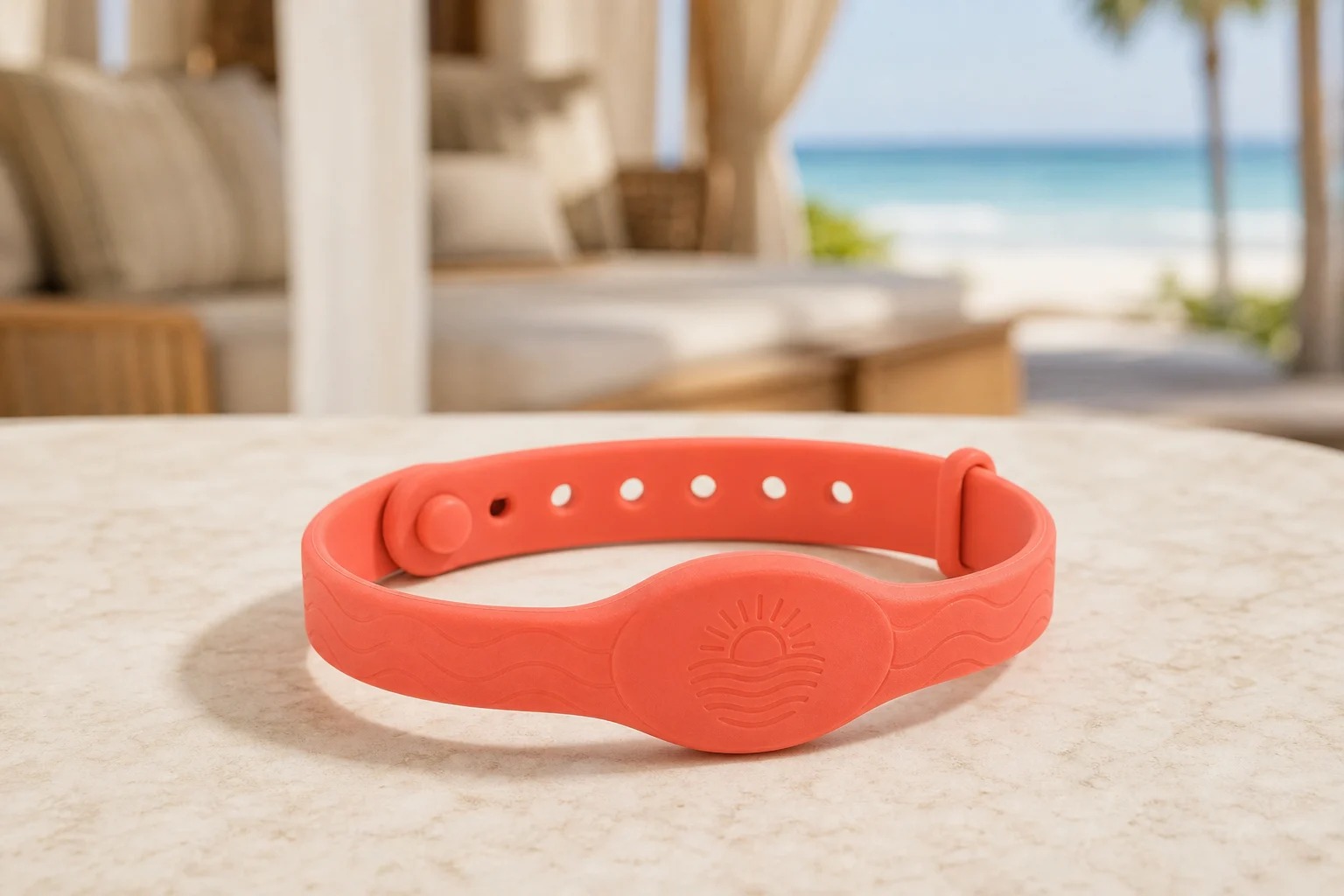 Slim Adjustable RFID wristband — Coral Kids colorway