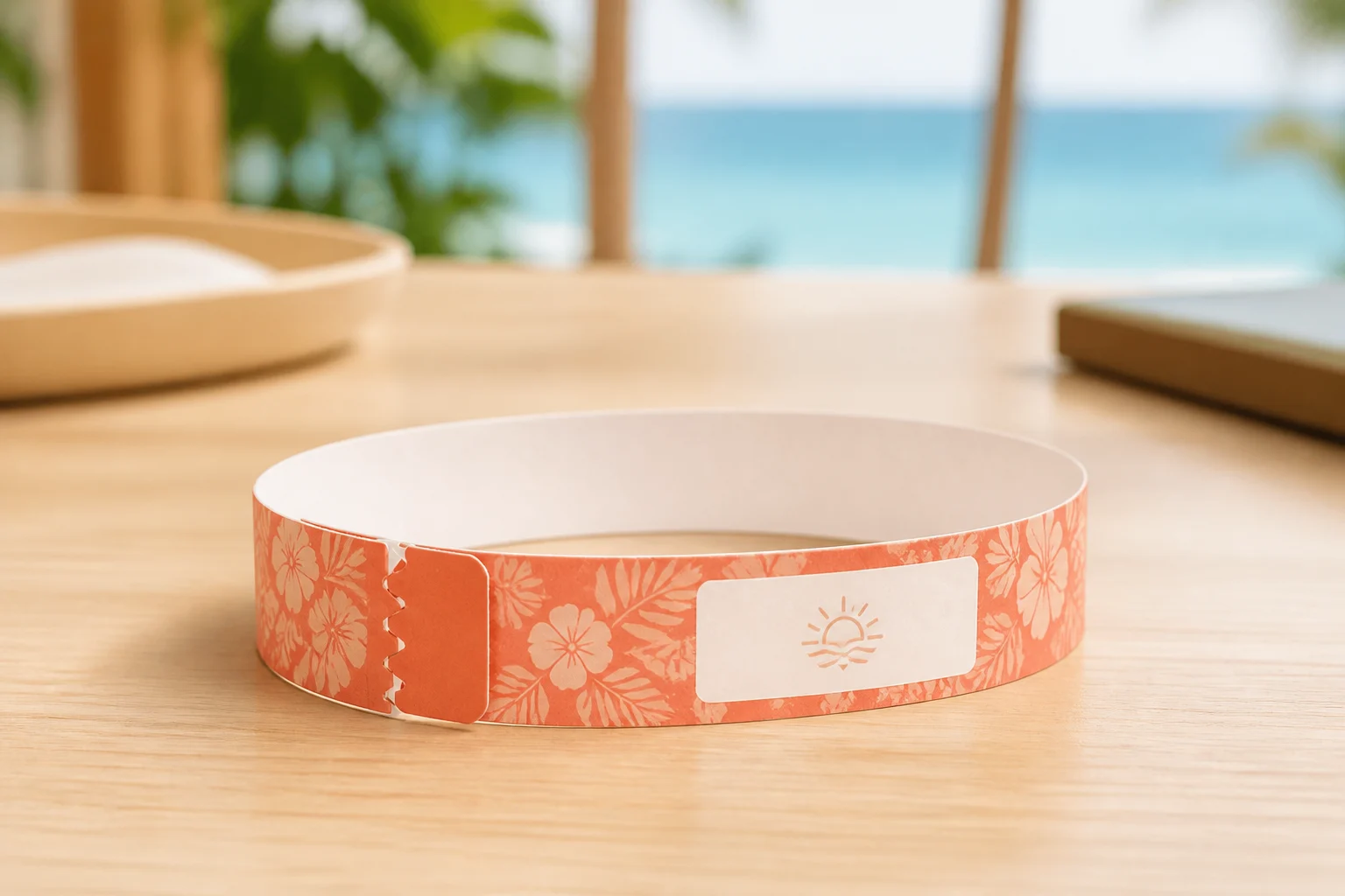 Tear-Resistant Synthetic RFID wristband — Botanical Coral colorway