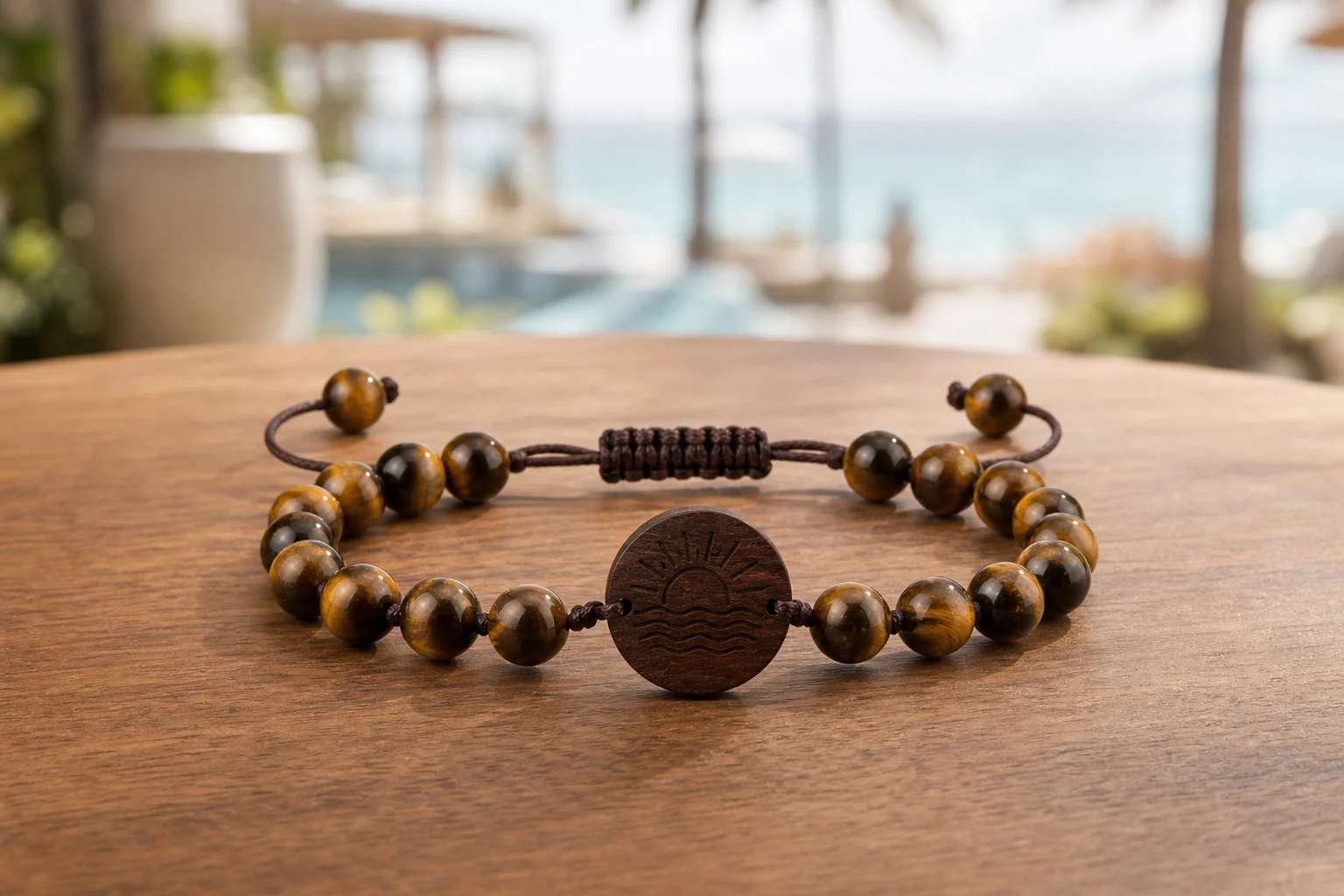 Tiger Eye Stone Bead RFID wristband — Classic Amber colorway