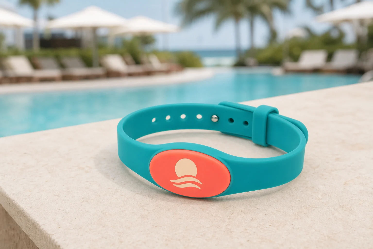 Two-Tone Molded RFID wristband — Teal & Coral colorway