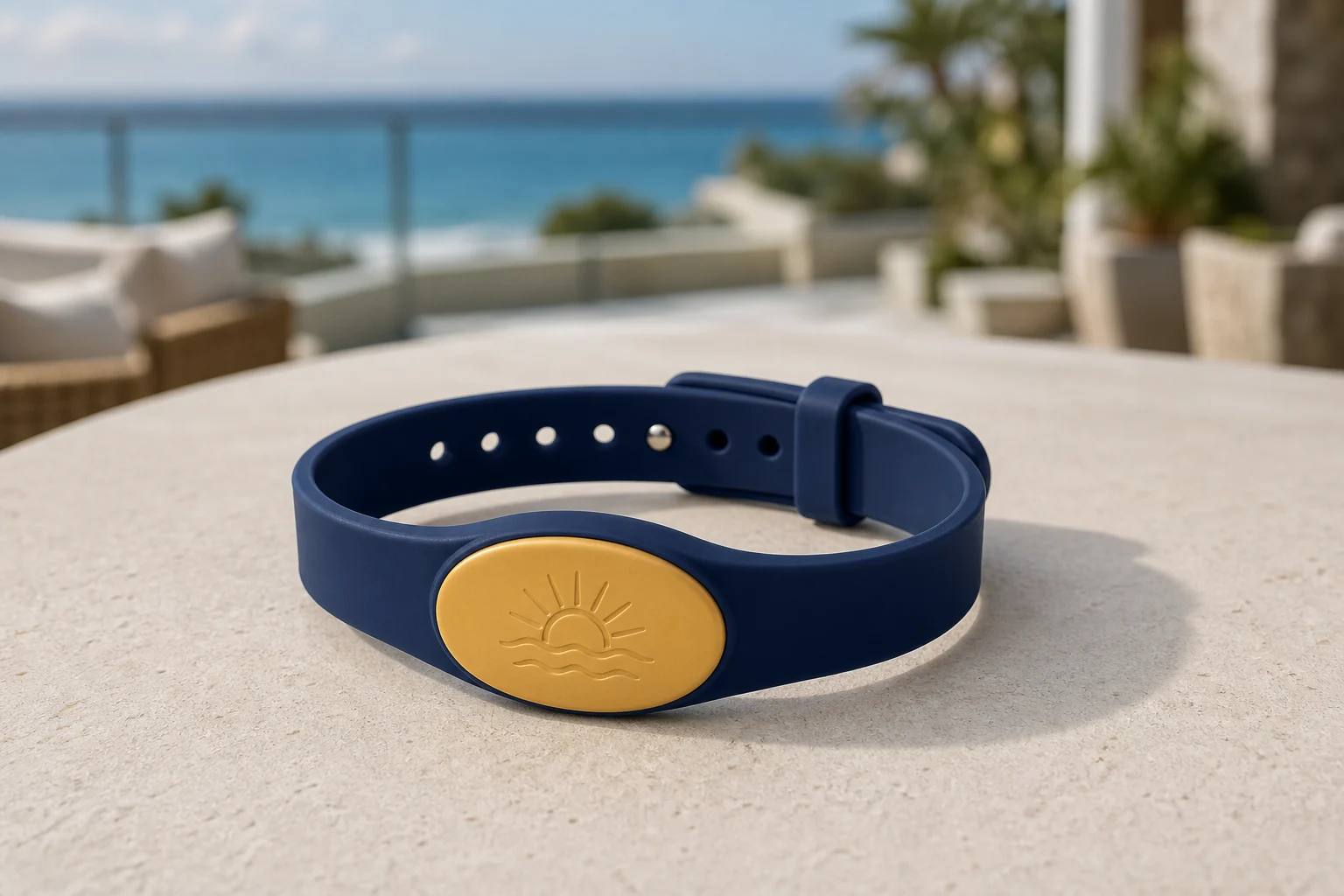 Two-Tone Molded RFID wristband — Navy & Gold colorway