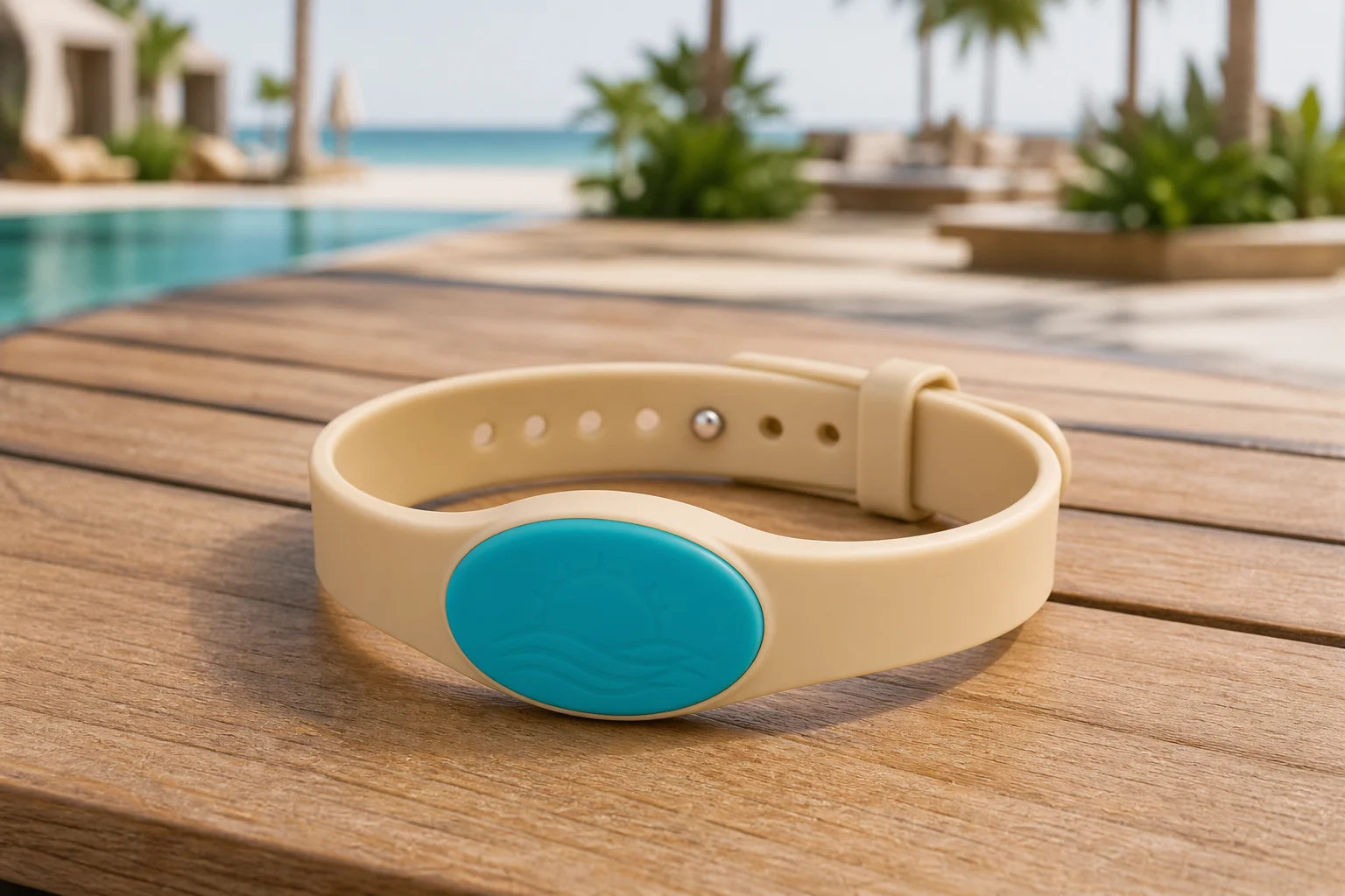 Two-Tone Molded RFID wristband — Sand & Lagoon colorway