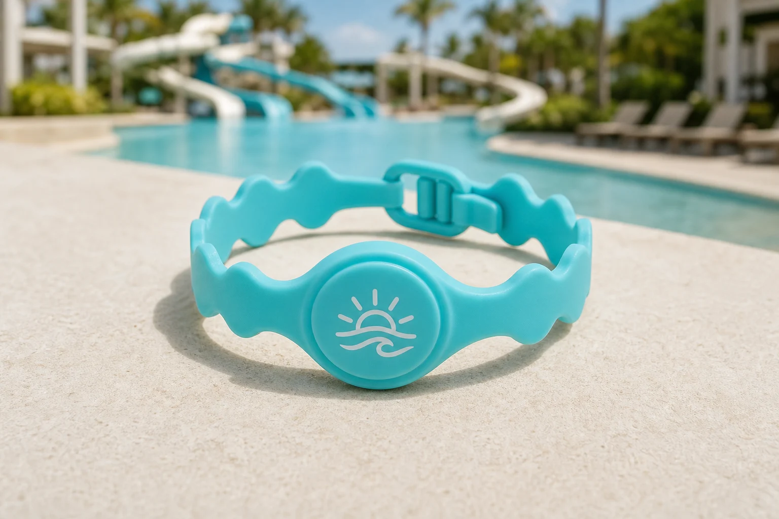 Wavy Stretch RFID wristband — Aqua Splash colorway