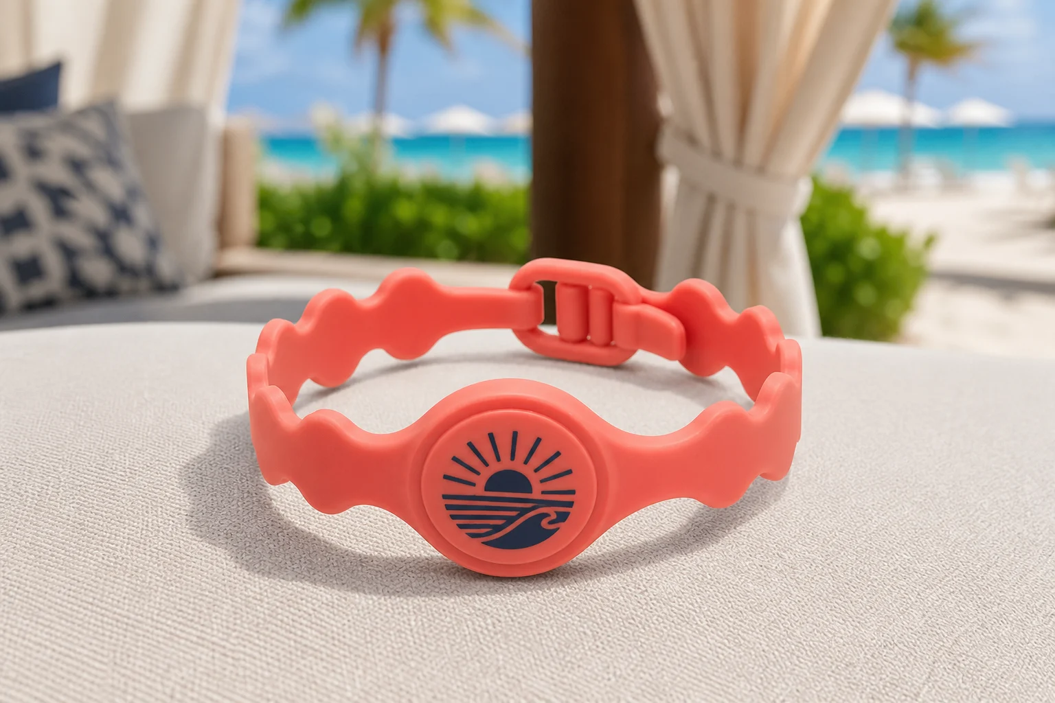 Wavy Stretch RFID wristband — Coral Energy colorway